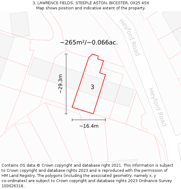 3, LAWRENCE FIELDS, STEEPLE ASTON, BICESTER, OX25 4SX: Plot and title map