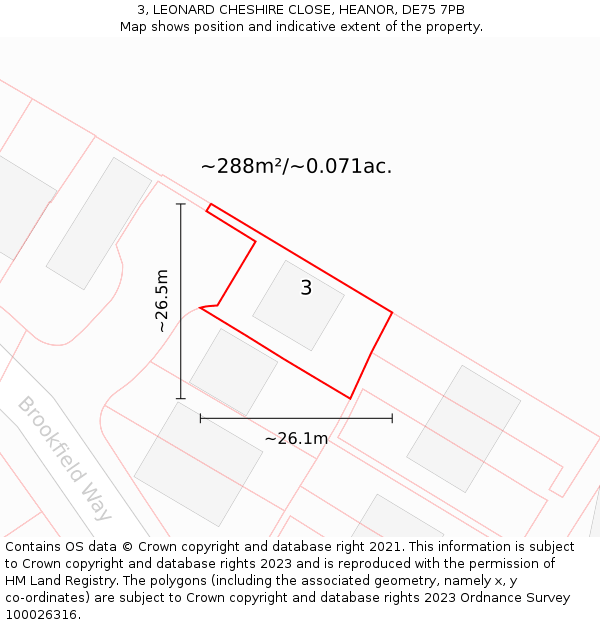 3, LEONARD CHESHIRE CLOSE, HEANOR, DE75 7PB: Plot and title map