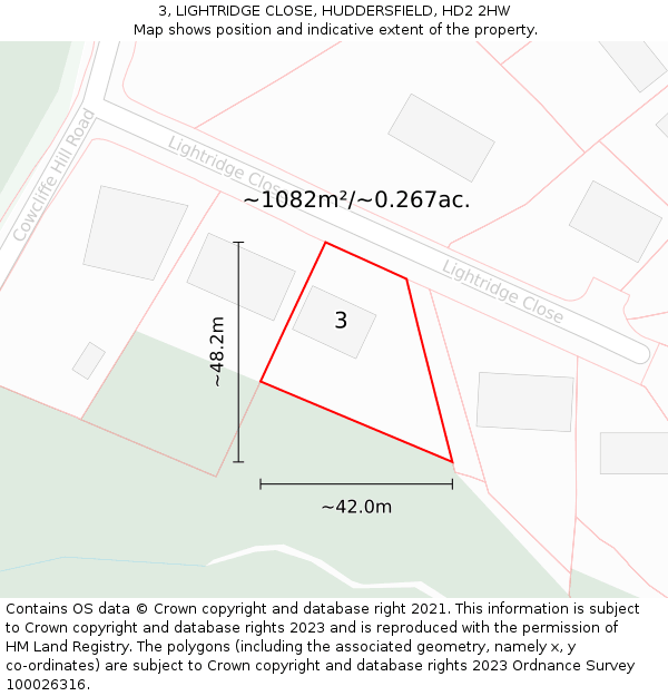 3, LIGHTRIDGE CLOSE, HUDDERSFIELD, HD2 2HW: Plot and title map