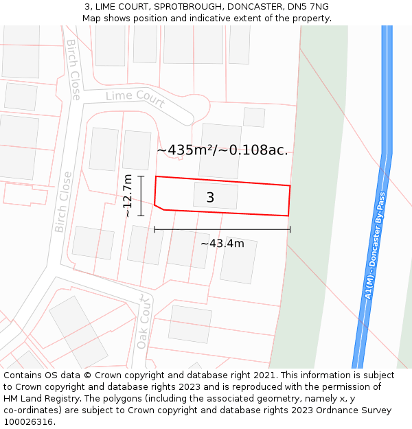 3, LIME COURT, SPROTBROUGH, DONCASTER, DN5 7NG: Plot and title map