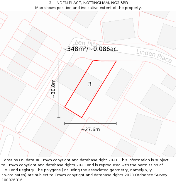 3, LINDEN PLACE, NOTTINGHAM, NG3 5RB: Plot and title map