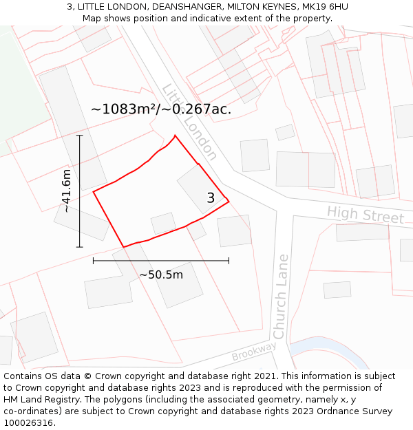 3, LITTLE LONDON, DEANSHANGER, MILTON KEYNES, MK19 6HU: Plot and title map