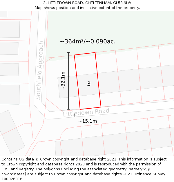 3, LITTLEDOWN ROAD, CHELTENHAM, GL53 9LW: Plot and title map