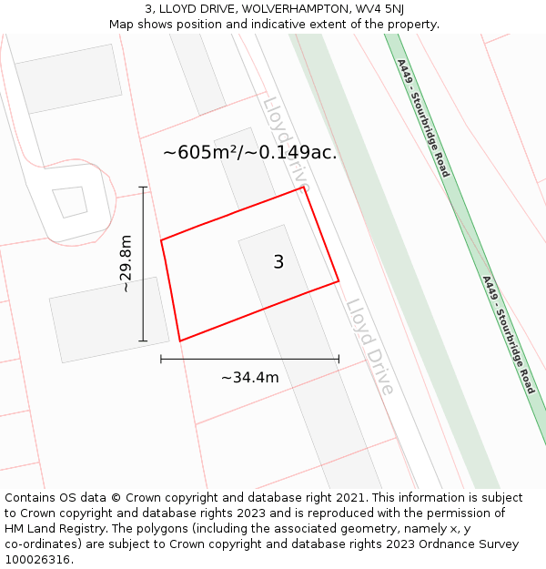 3, LLOYD DRIVE, WOLVERHAMPTON, WV4 5NJ: Plot and title map