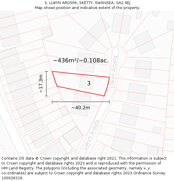 3, LLWYN AROSFA, SKETTY, SWANSEA, SA2 9EJ: Plot and title map