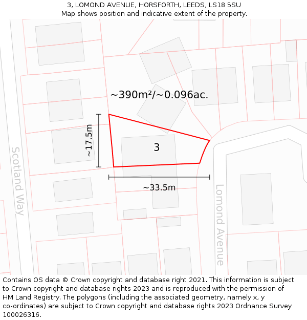 3, LOMOND AVENUE, HORSFORTH, LEEDS, LS18 5SU: Plot and title map