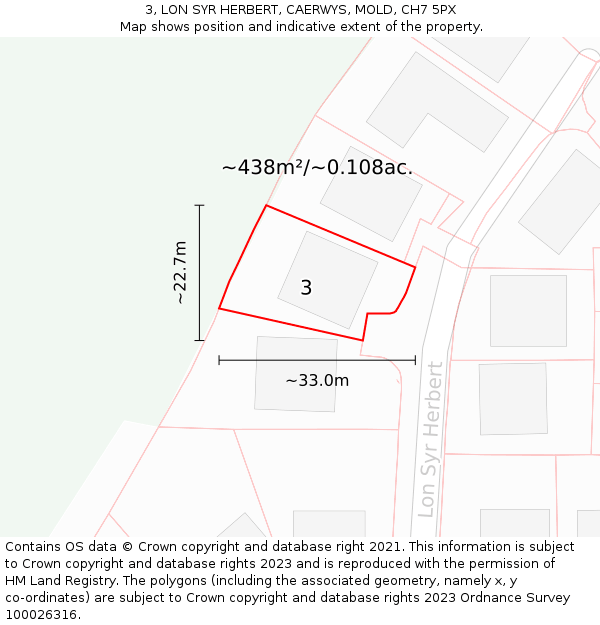 3, LON SYR HERBERT, CAERWYS, MOLD, CH7 5PX: Plot and title map