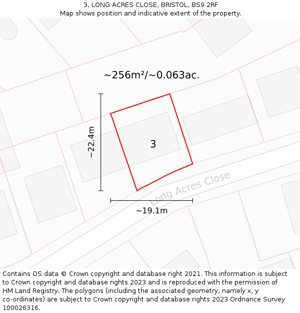 3, LONG ACRES CLOSE, BRISTOL, BS9 2RF: Plot and title map