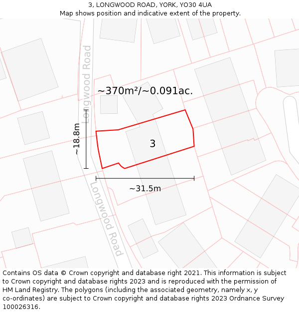 3, LONGWOOD ROAD, YORK, YO30 4UA: Plot and title map