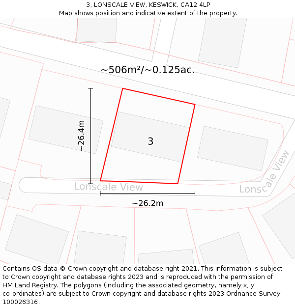 3, LONSCALE VIEW, KESWICK, CA12 4LP: Plot and title map