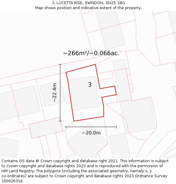 3, LUCETTA RISE, SWINDON, SN25 1BG: Plot and title map