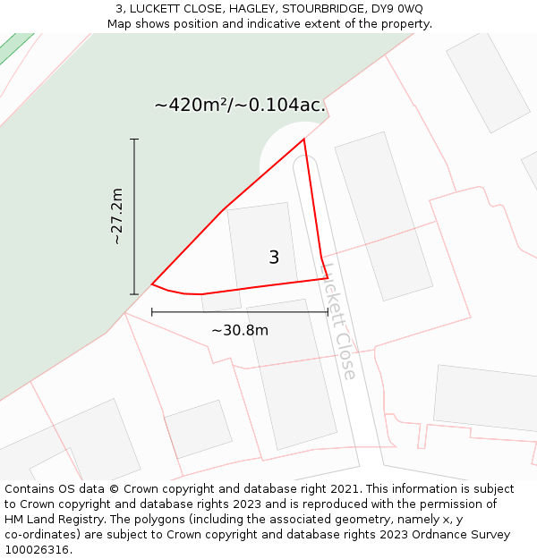 3, LUCKETT CLOSE, HAGLEY, STOURBRIDGE, DY9 0WQ: Plot and title map