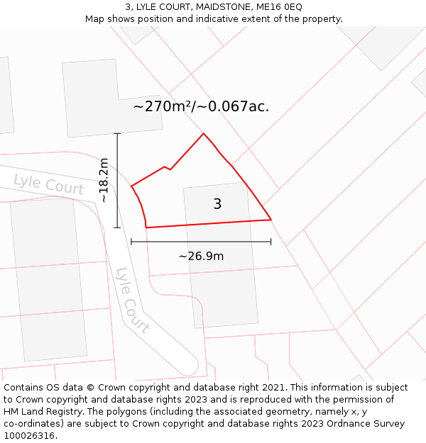 3, LYLE COURT, MAIDSTONE, ME16 0EQ: Plot and title map