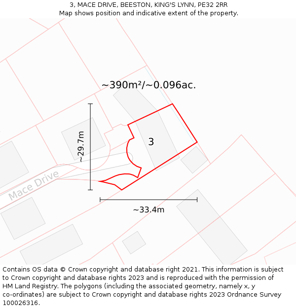 3, MACE DRIVE, BEESTON, KING'S LYNN, PE32 2RR: Plot and title map