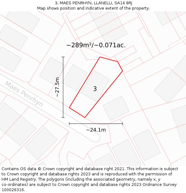 3, MAES PENRHYN, LLANELLI, SA14 8RJ: Plot and title map