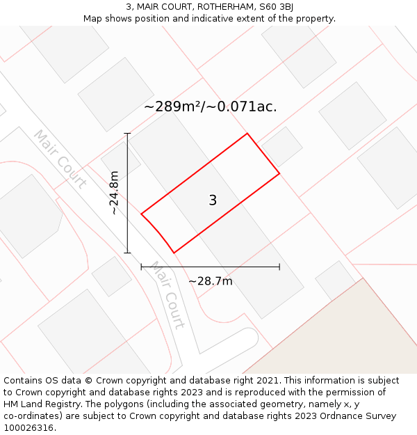 3, MAIR COURT, ROTHERHAM, S60 3BJ: Plot and title map