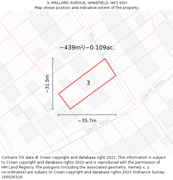 3, MALLARD AVENUE, WAKEFIELD, WF2 6SH: Plot and title map