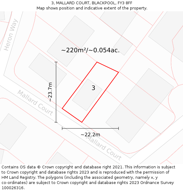 3, MALLARD COURT, BLACKPOOL, FY3 8FF: Plot and title map