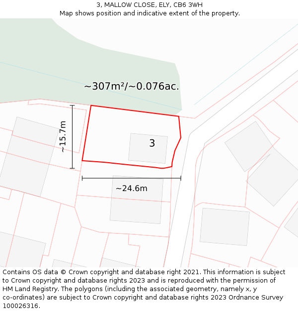 3, MALLOW CLOSE, ELY, CB6 3WH: Plot and title map