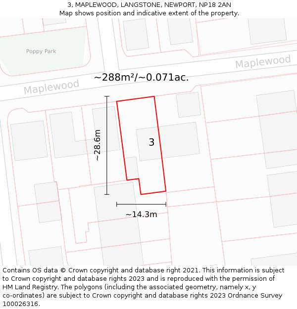 3, MAPLEWOOD, LANGSTONE, NEWPORT, NP18 2AN: Plot and title map