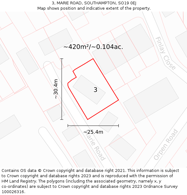 3, MARIE ROAD, SOUTHAMPTON, SO19 0EJ: Plot and title map