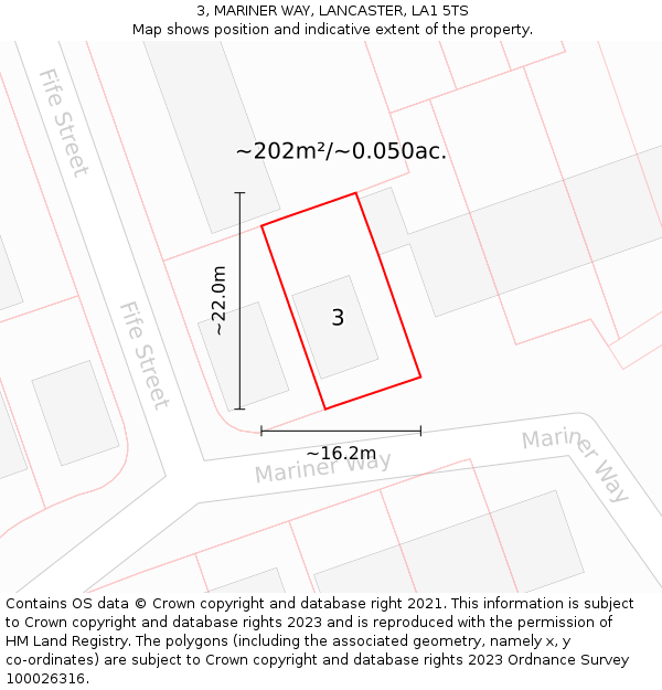 3, MARINER WAY, LANCASTER, LA1 5TS: Plot and title map