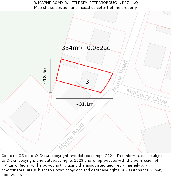 3, MARNE ROAD, WHITTLESEY, PETERBOROUGH, PE7 1UQ: Plot and title map