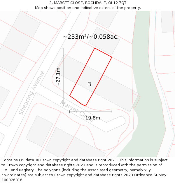 3, MARSET CLOSE, ROCHDALE, OL12 7QT: Plot and title map