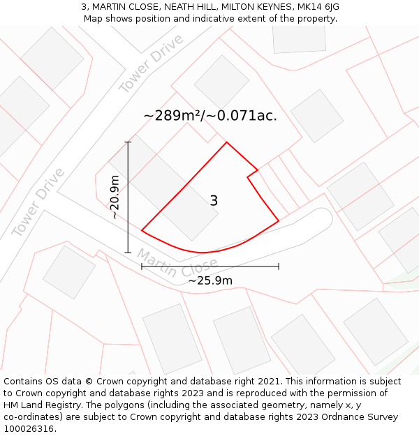 3, MARTIN CLOSE, NEATH HILL, MILTON KEYNES, MK14 6JG: Plot and title map