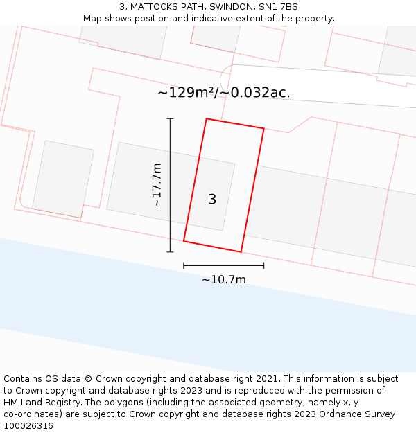 3, MATTOCKS PATH, SWINDON, SN1 7BS: Plot and title map