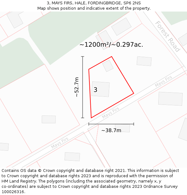 3, MAYS FIRS, HALE, FORDINGBRIDGE, SP6 2NS: Plot and title map