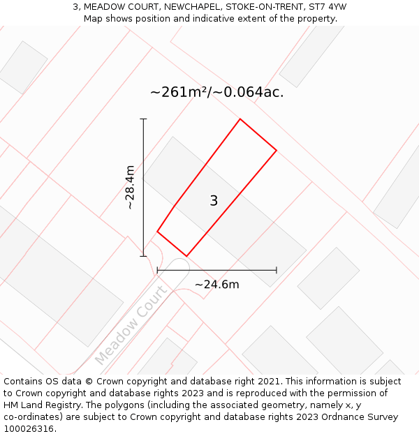 3, MEADOW COURT, NEWCHAPEL, STOKE-ON-TRENT, ST7 4YW: Plot and title map