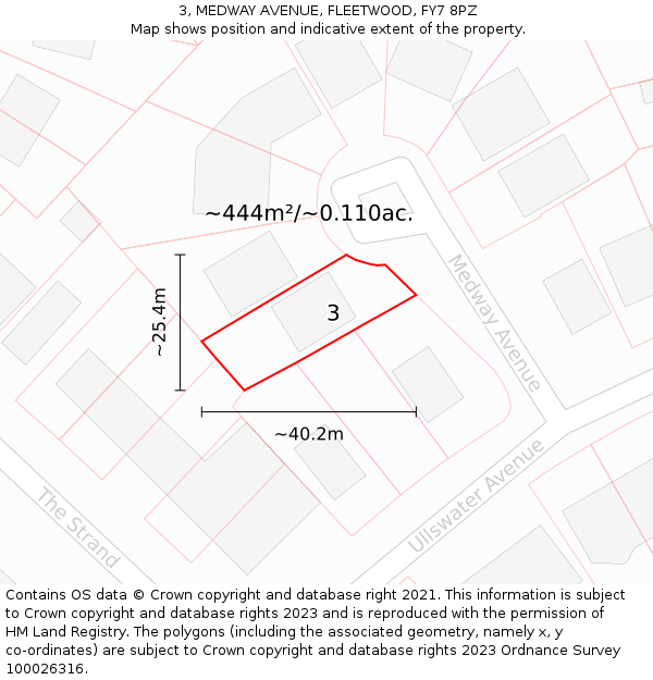 3, MEDWAY AVENUE, FLEETWOOD, FY7 8PZ: Plot and title map