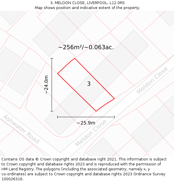 3, MELDON CLOSE, LIVERPOOL, L12 0RS: Plot and title map