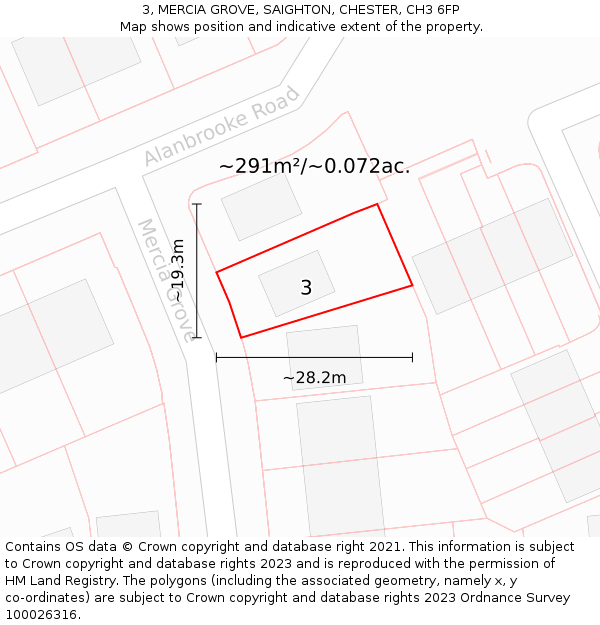 3, MERCIA GROVE, SAIGHTON, CHESTER, CH3 6FP: Plot and title map