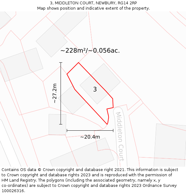3, MIDDLETON COURT, NEWBURY, RG14 2RP: Plot and title map