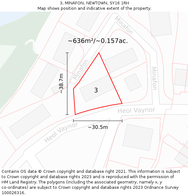 3, MINAFON, NEWTOWN, SY16 1RH: Plot and title map