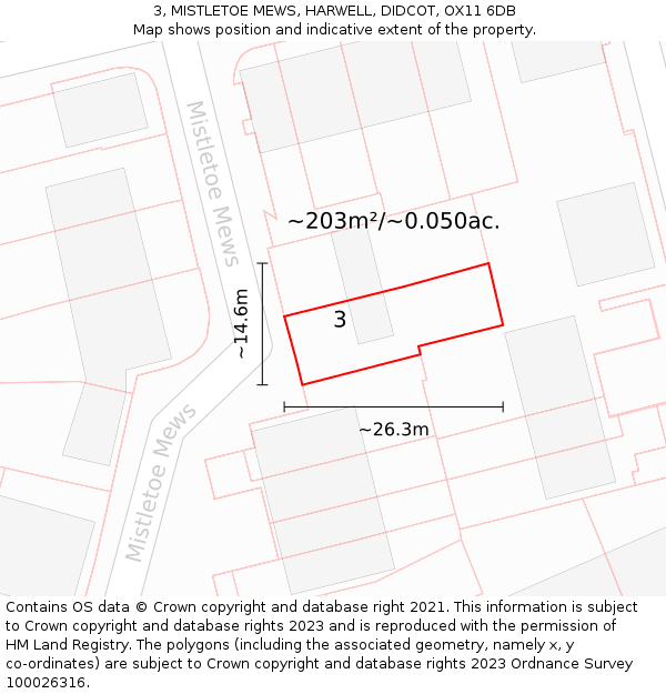 3, MISTLETOE MEWS, HARWELL, DIDCOT, OX11 6DB: Plot and title map
