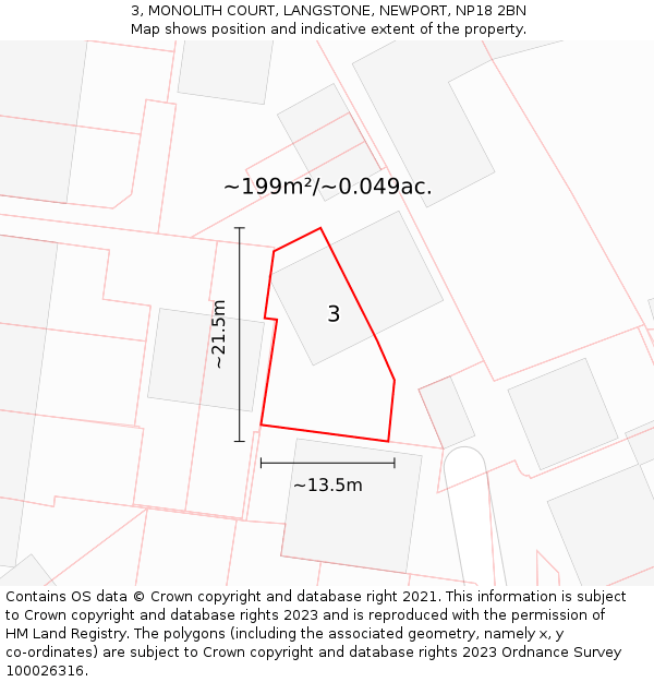 3, MONOLITH COURT, LANGSTONE, NEWPORT, NP18 2BN: Plot and title map