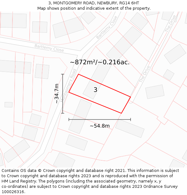 3, MONTGOMERY ROAD, NEWBURY, RG14 6HT: Plot and title map