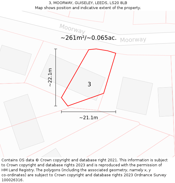 3, MOORWAY, GUISELEY, LEEDS, LS20 8LB: Plot and title map