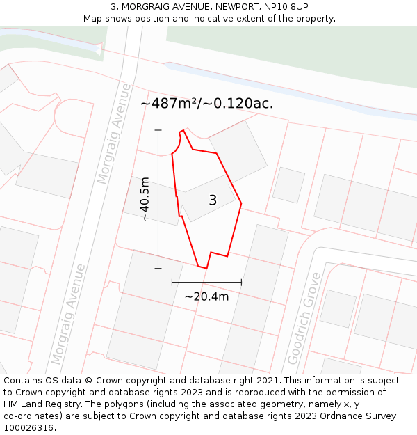 3, MORGRAIG AVENUE, NEWPORT, NP10 8UP: Plot and title map