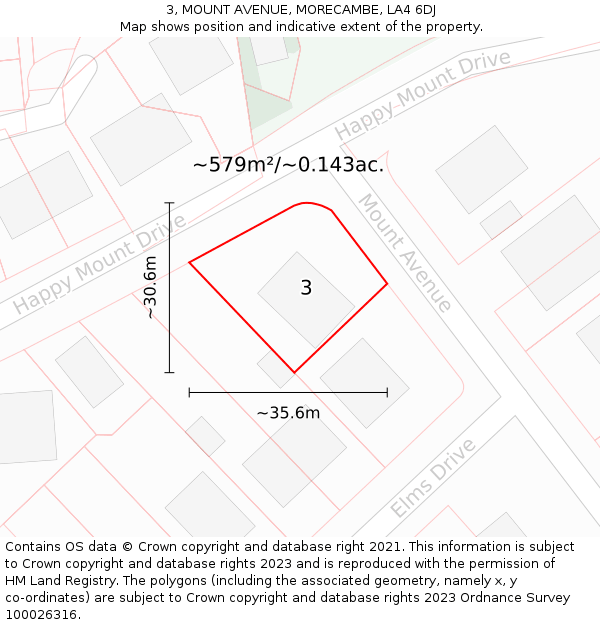 3, MOUNT AVENUE, MORECAMBE, LA4 6DJ: Plot and title map