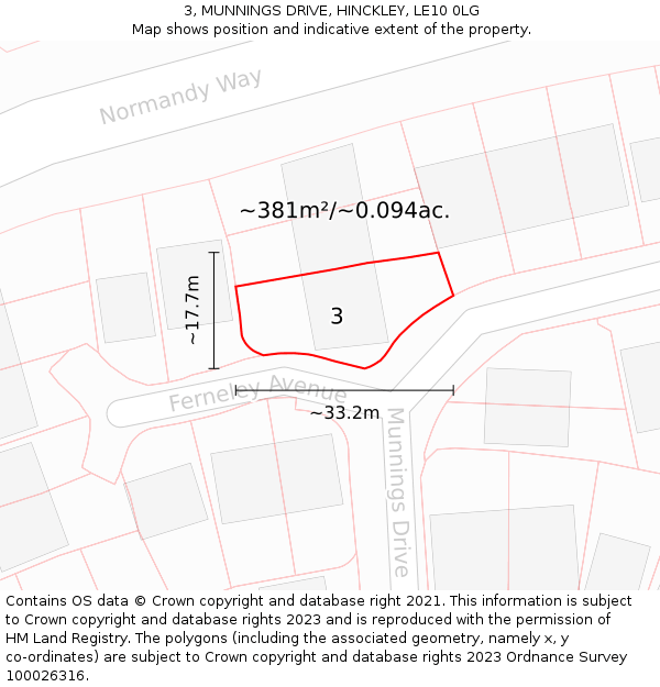 3, MUNNINGS DRIVE, HINCKLEY, LE10 0LG: Plot and title map