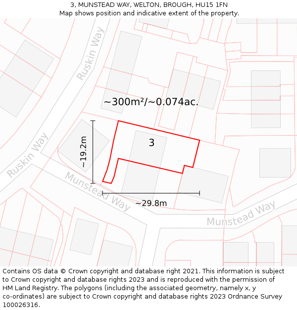 3, MUNSTEAD WAY, WELTON, BROUGH, HU15 1FN: Plot and title map