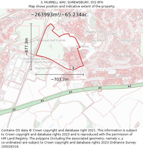 3, MURRELL WAY, SHREWSBURY, SY2 6FN: Plot and title map