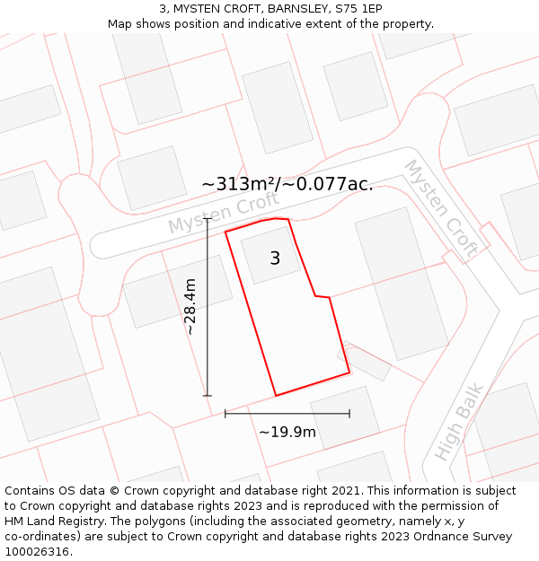 3, MYSTEN CROFT, BARNSLEY, S75 1EP: Plot and title map