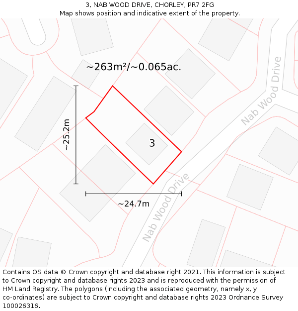 3, NAB WOOD DRIVE, CHORLEY, PR7 2FG: Plot and title map