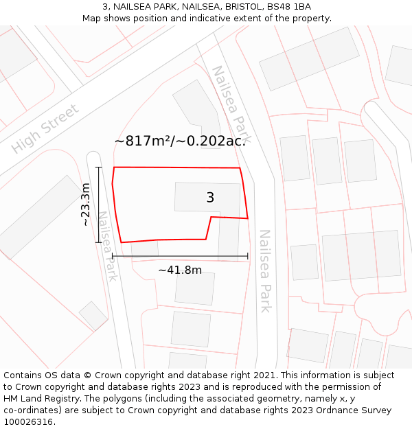 3, NAILSEA PARK, NAILSEA, BRISTOL, BS48 1BA: Plot and title map