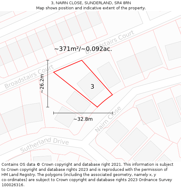 3, NAIRN CLOSE, SUNDERLAND, SR4 8RN: Plot and title map